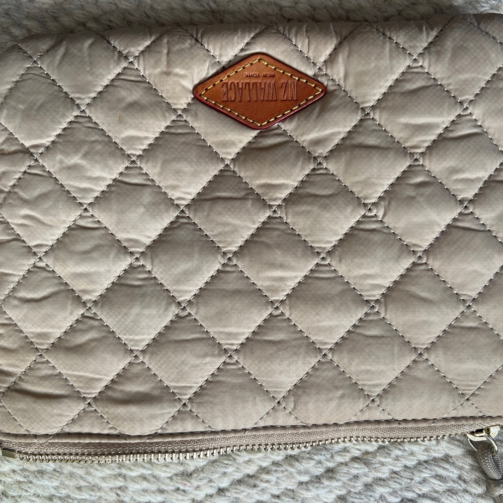 MZ Wallace Tan Quilted Crossbody Bag with Neon Strap - Picture 7 of 8